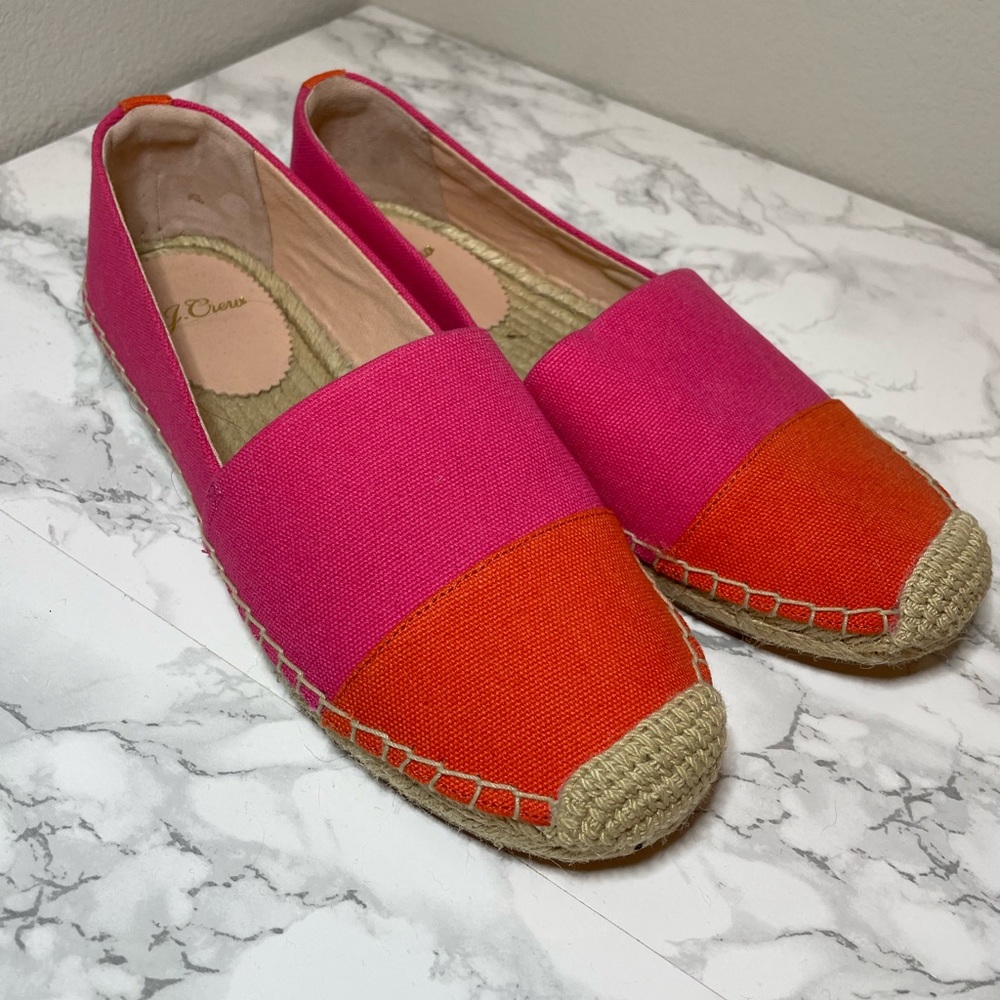 J. Crew Espadrille shoes in canvas with toe cap Pink/Orange